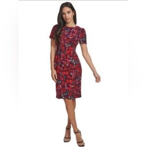 NWT CALVIN KLEIN Floral Print Short Sleeve Sheath Dress Size 16W